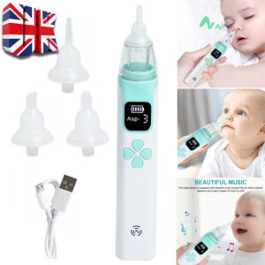 Electric Nasal Aspirator – 3 Suction Levels & 3 Silicone Tips – USB Rechargeable – Food-Grade Silicone