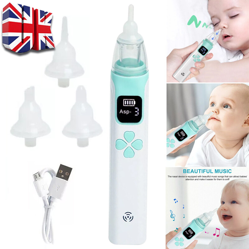 Electric Nasal Aspirator – 3 Suction Levels & 3 Silicone Tips – USB Rechargeable – Food-Grade Silicone