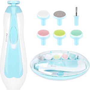 Electric Baby Nail Trimmer & File Set – 6 Filing Heads – LED Light – Low Noise – Newborn Safe