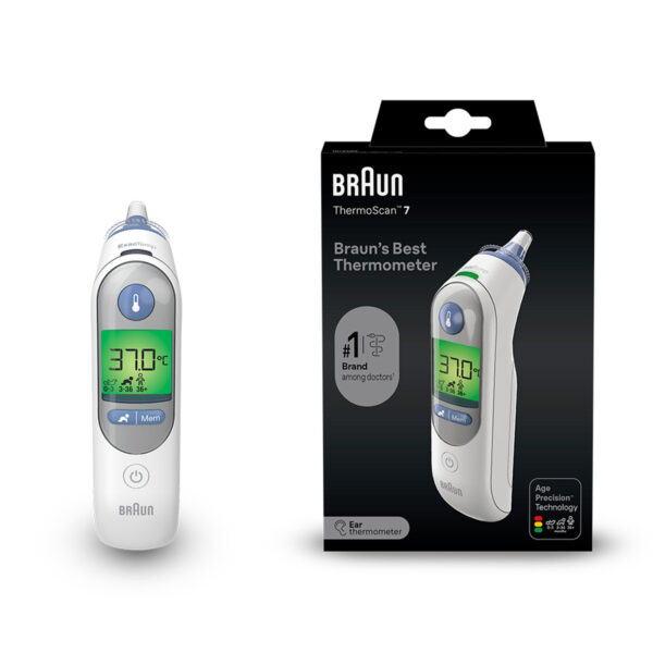 Braun ThermoScan 7 Ear Thermometer – Age Precision Colour-Coded Fever Guidance – IRT6520 White